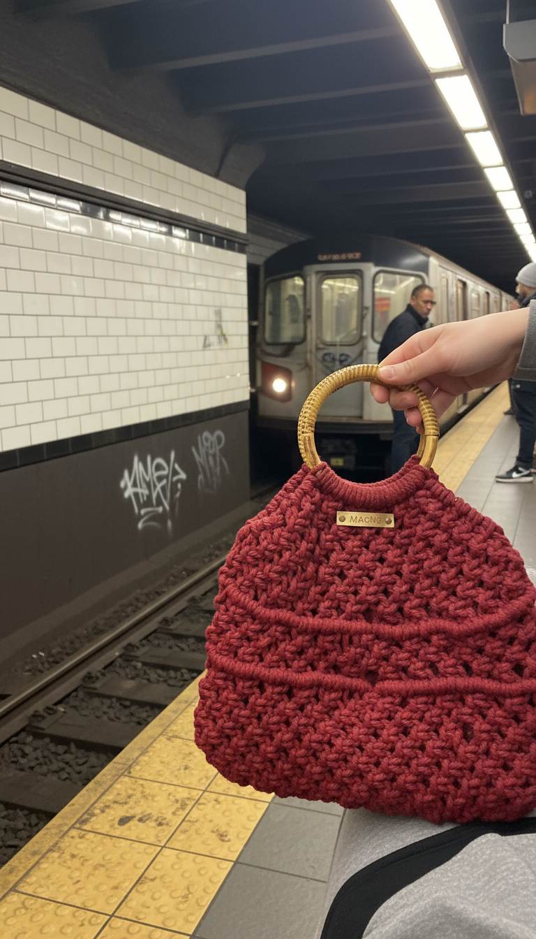 Customizable Macrame Top handle bag