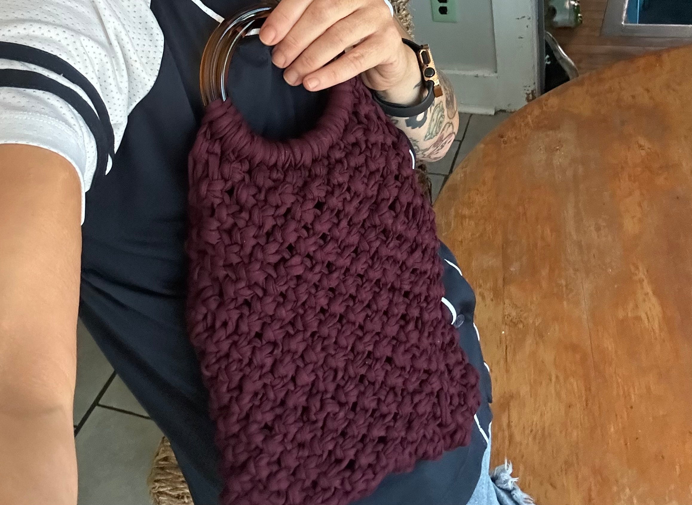 Customizable Macrame Top handle bag