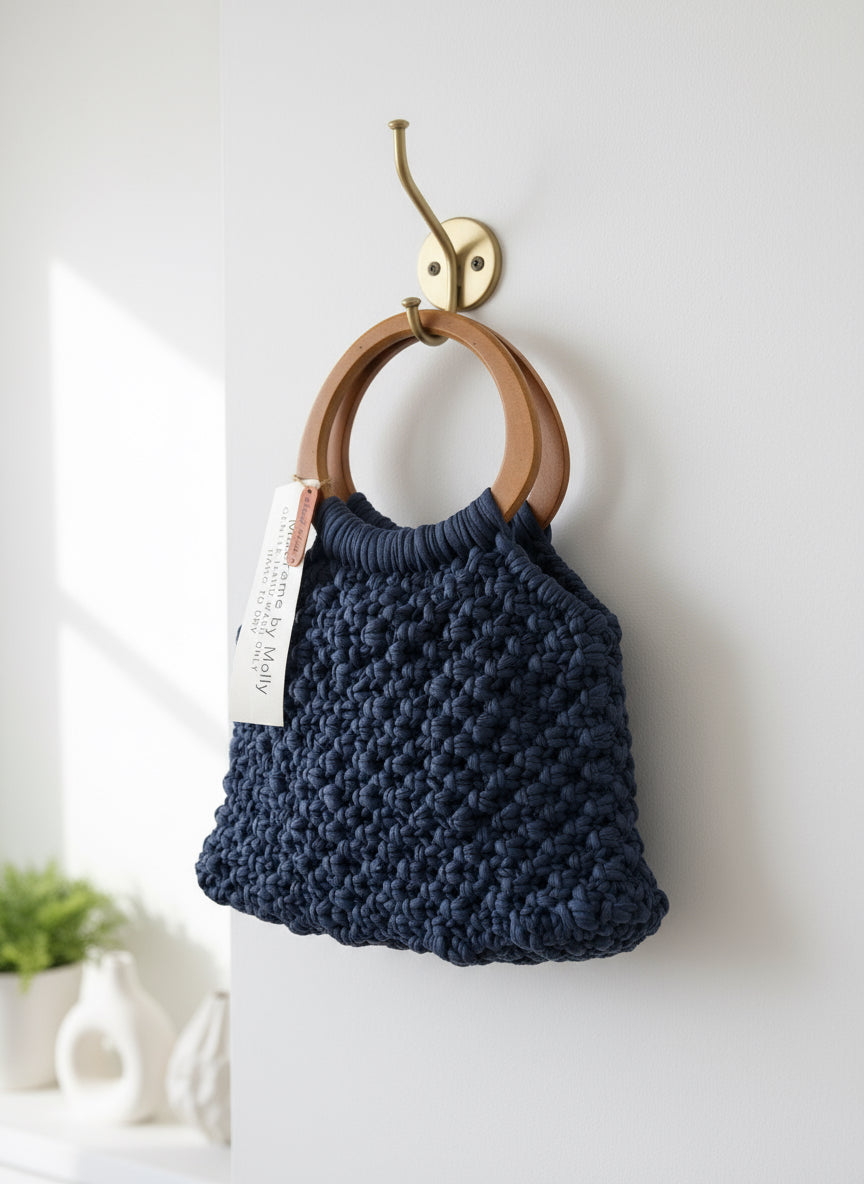 Customizable Macrame Top handle bag