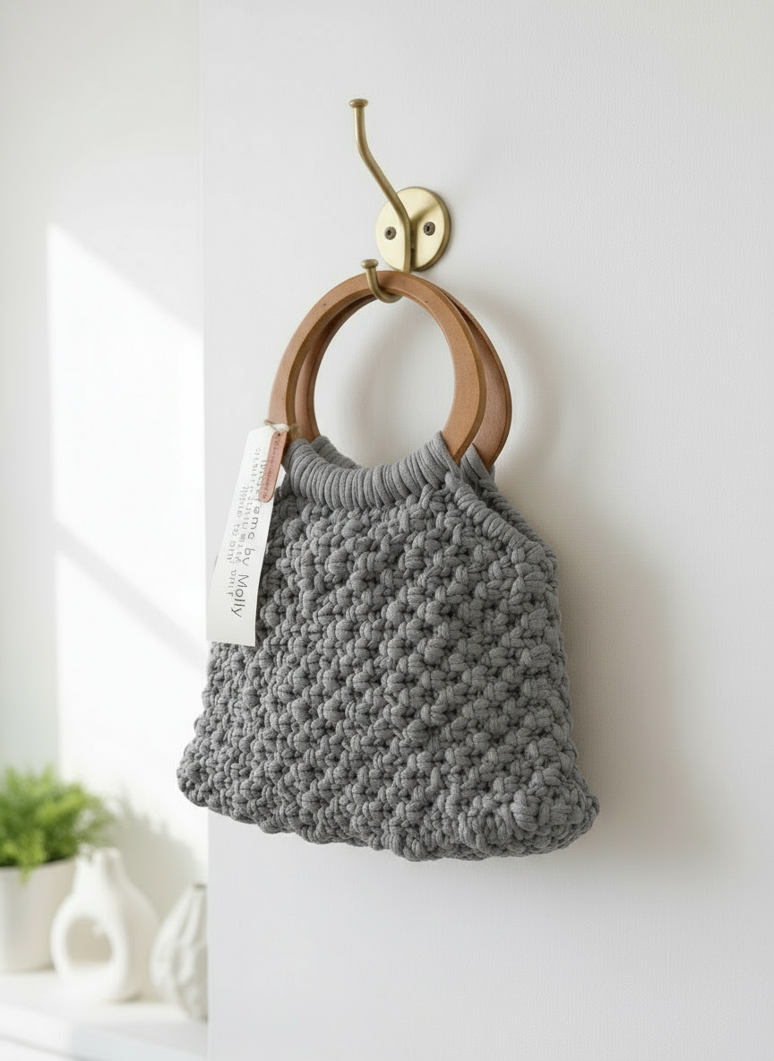 Customizable Macrame Top handle bag