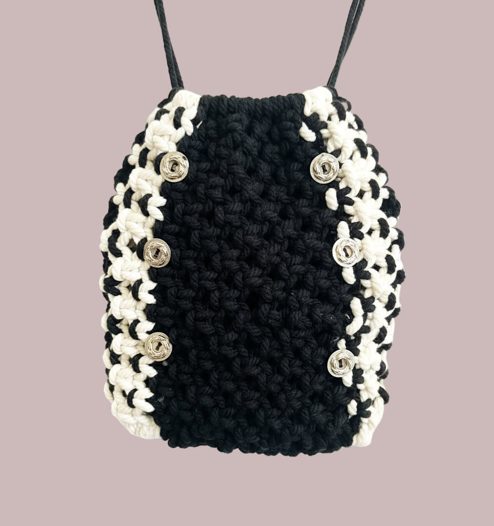 Handmade Macrame Backpack: Mini Cotton Nap Sack