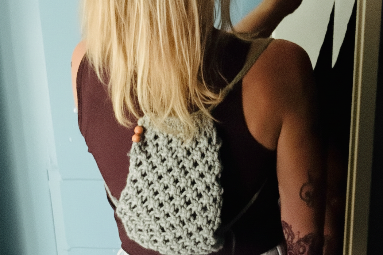 Handmade Macrame Backpack: Mini Cotton Nap Sack