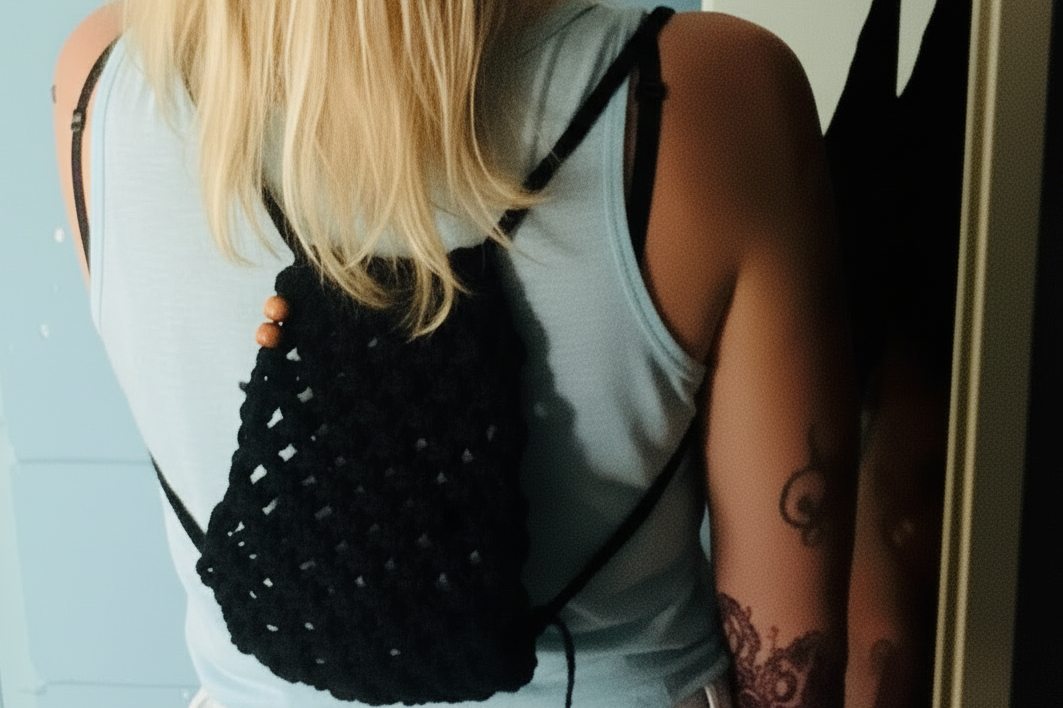 Handmade Macrame Backpack: Mini Cotton Nap Sack