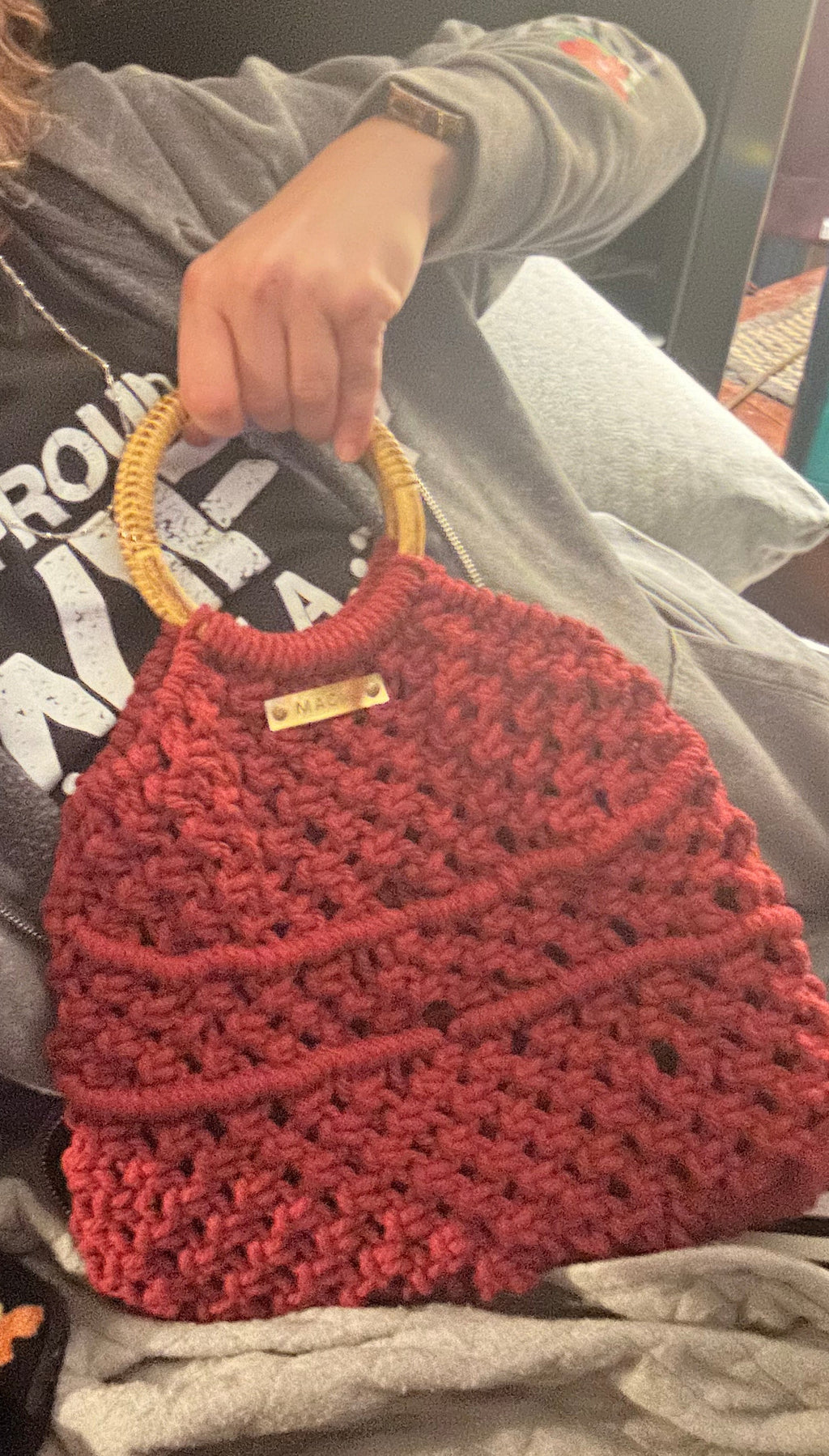 Customizable Macrame Top handle bag