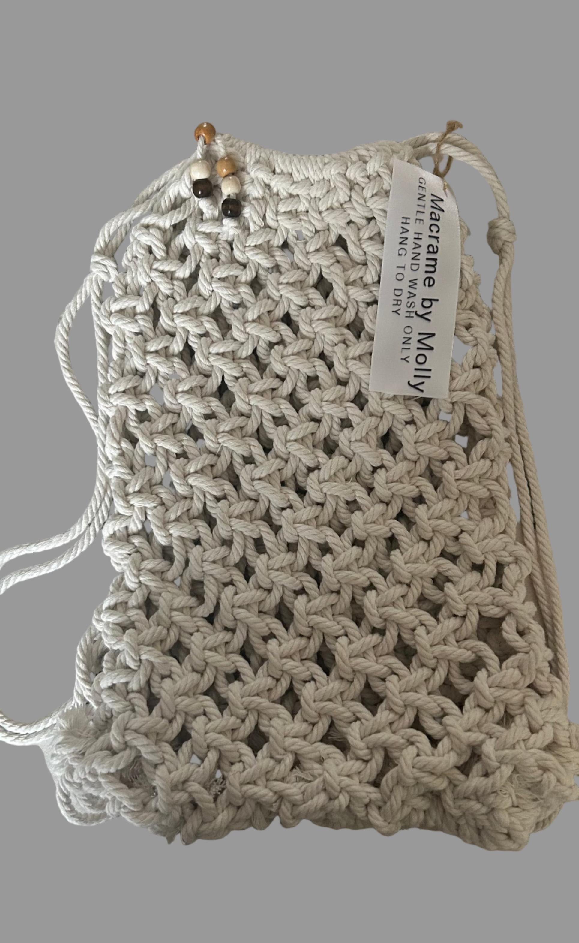 Handmade Macrame Backpack: Mini Cotton Nap Sack
