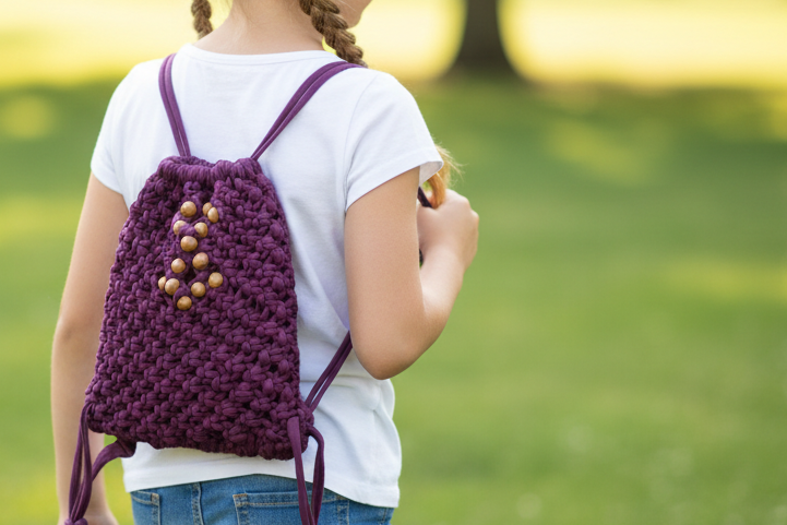 Handmade Macrame Backpack: Mini Cotton Nap Sack