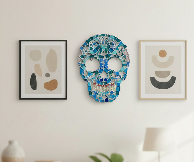 Vibrant Mosaic Sugar Skull Wall Decor