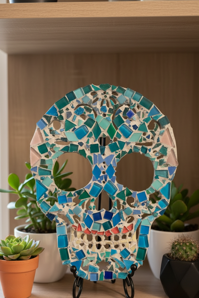 Vibrant Mosaic Sugar Skull Wall Decor