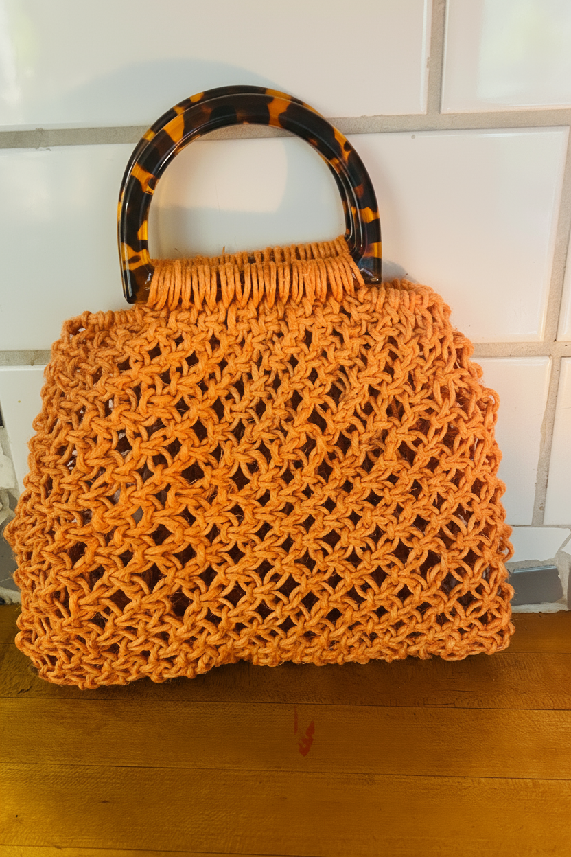 Customizable Macrame Top handle bag