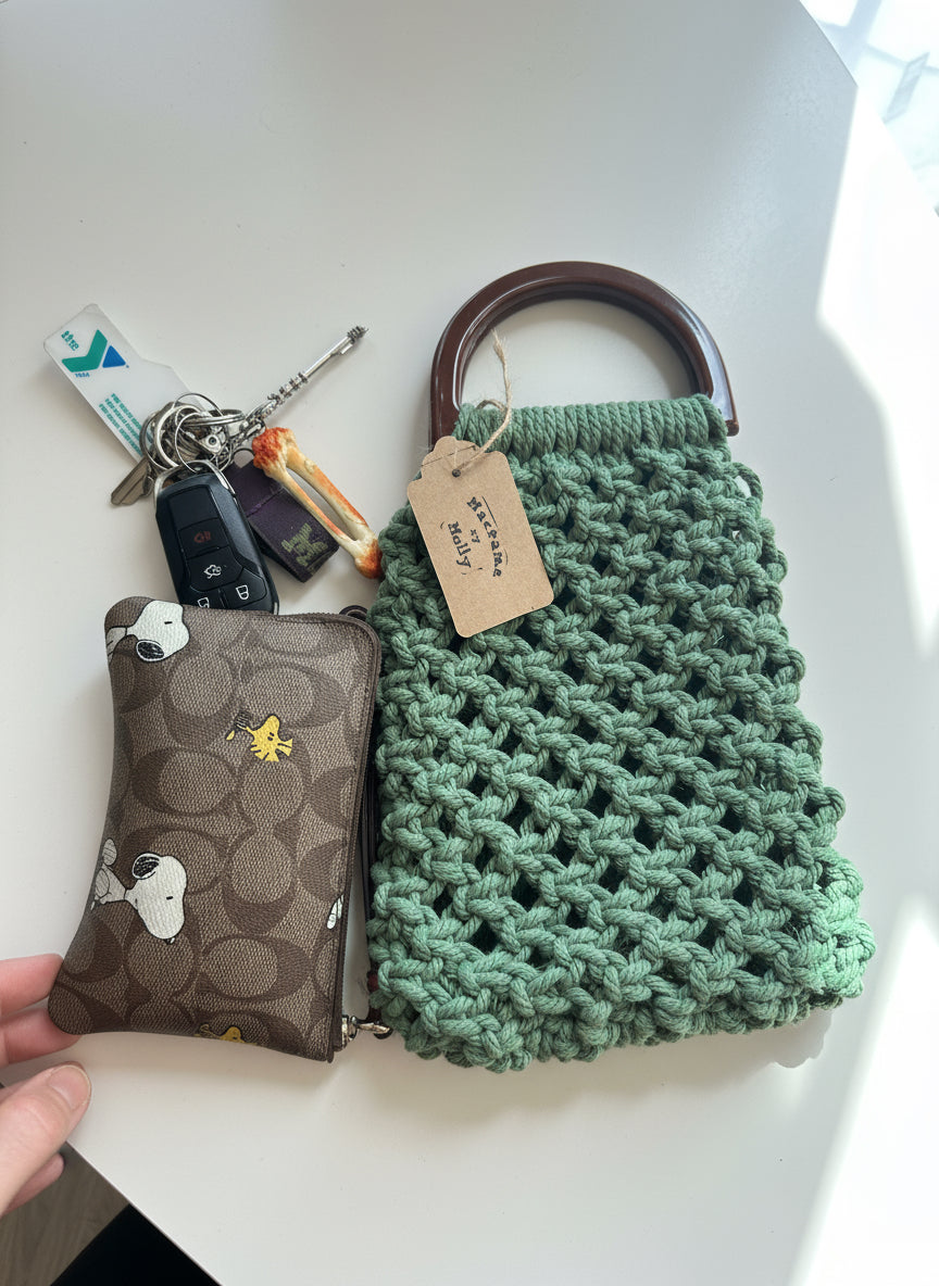 Customizable Macrame Top handle bag
