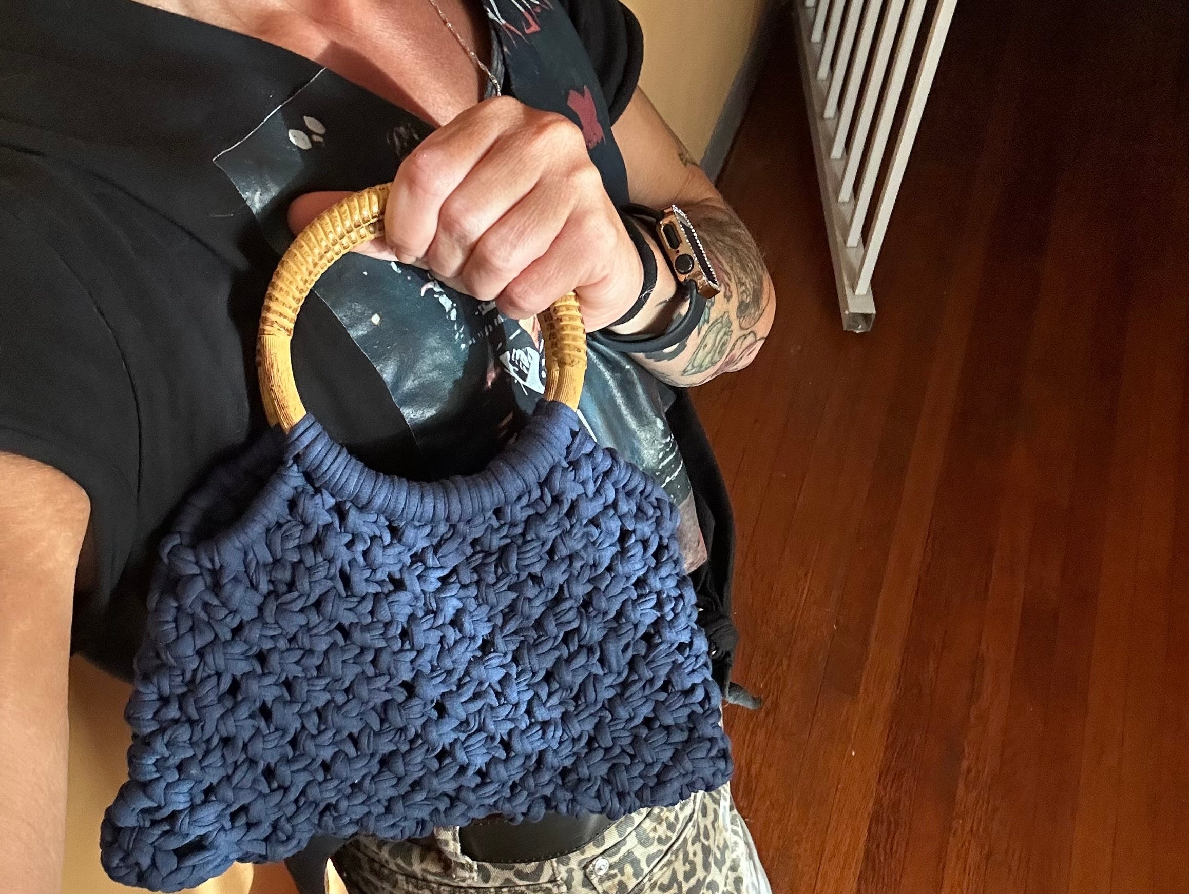 Customizable Macrame Top handle bag